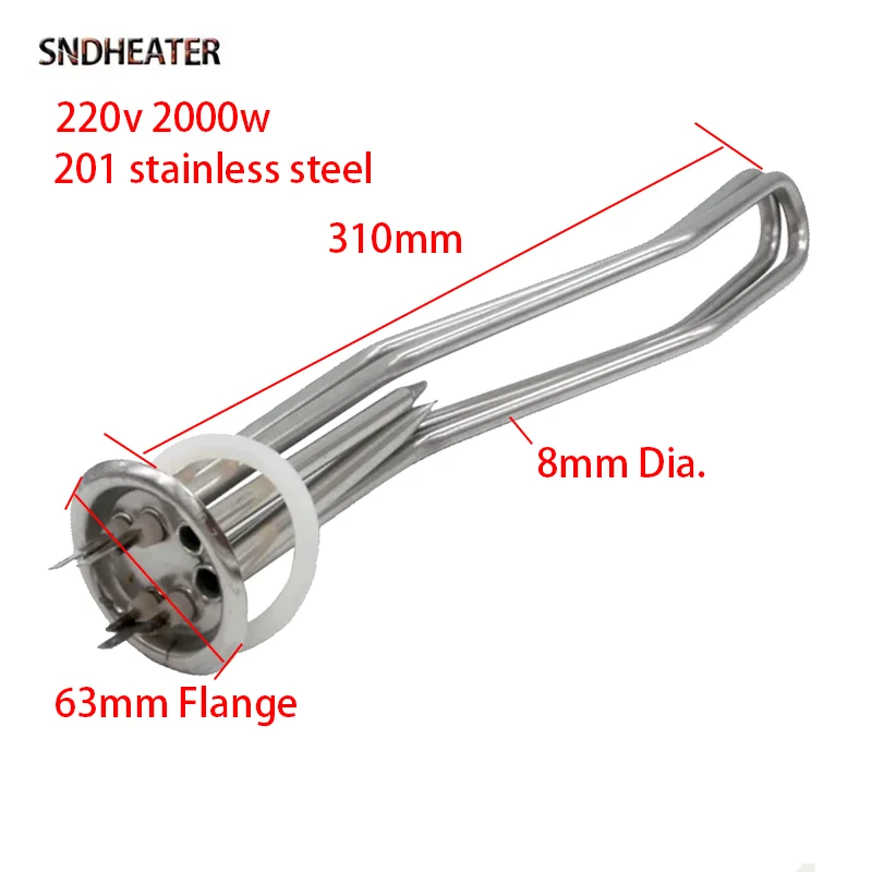 SNDHEATER 220 В 2000 Вт электрический водонагреватель сопротивление нагрева десять 201 нержавеющая сталь 63 мм фланцевый диск для дома солнечный резервуар для воды