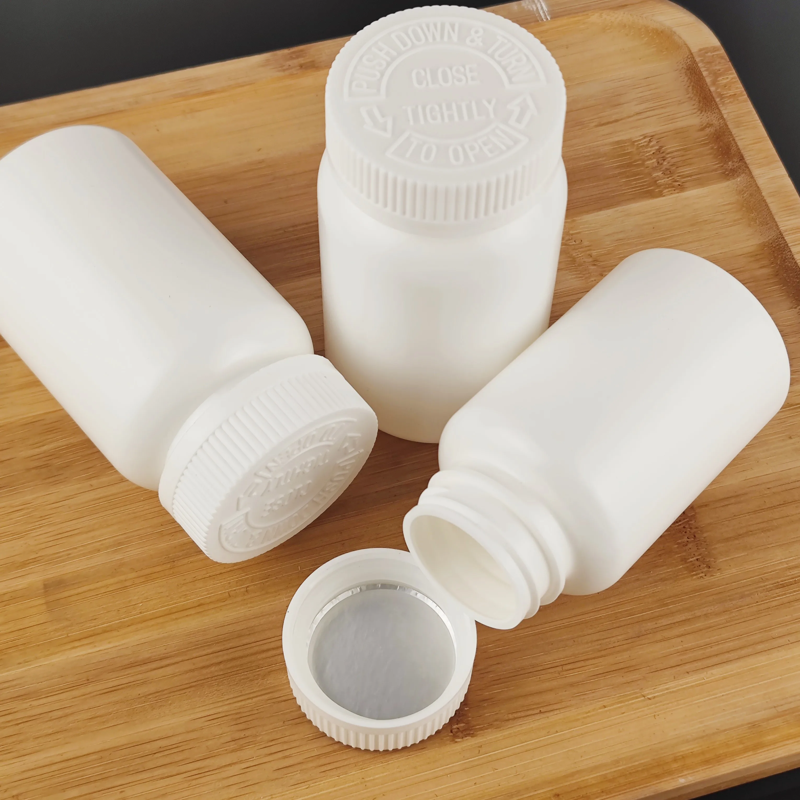 4/10/30/50 قطعة 100 مللي 100cc HDPE حبوب منع الحمل البلاستيكية الفارغة زجاجات دواء أغطية مقاومة للأطفال زجاجة كبسولة صيدلانية مع غطاء CRC #3