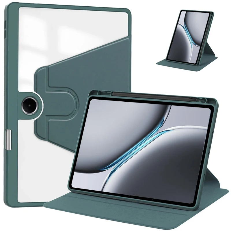 Coque For OnePlus Pad 2 Case with Pen Holder 360 Rotating Acrylic Clear Hard Tablet Funda For One Plus Pad 2 Case Cover 12.1inch
