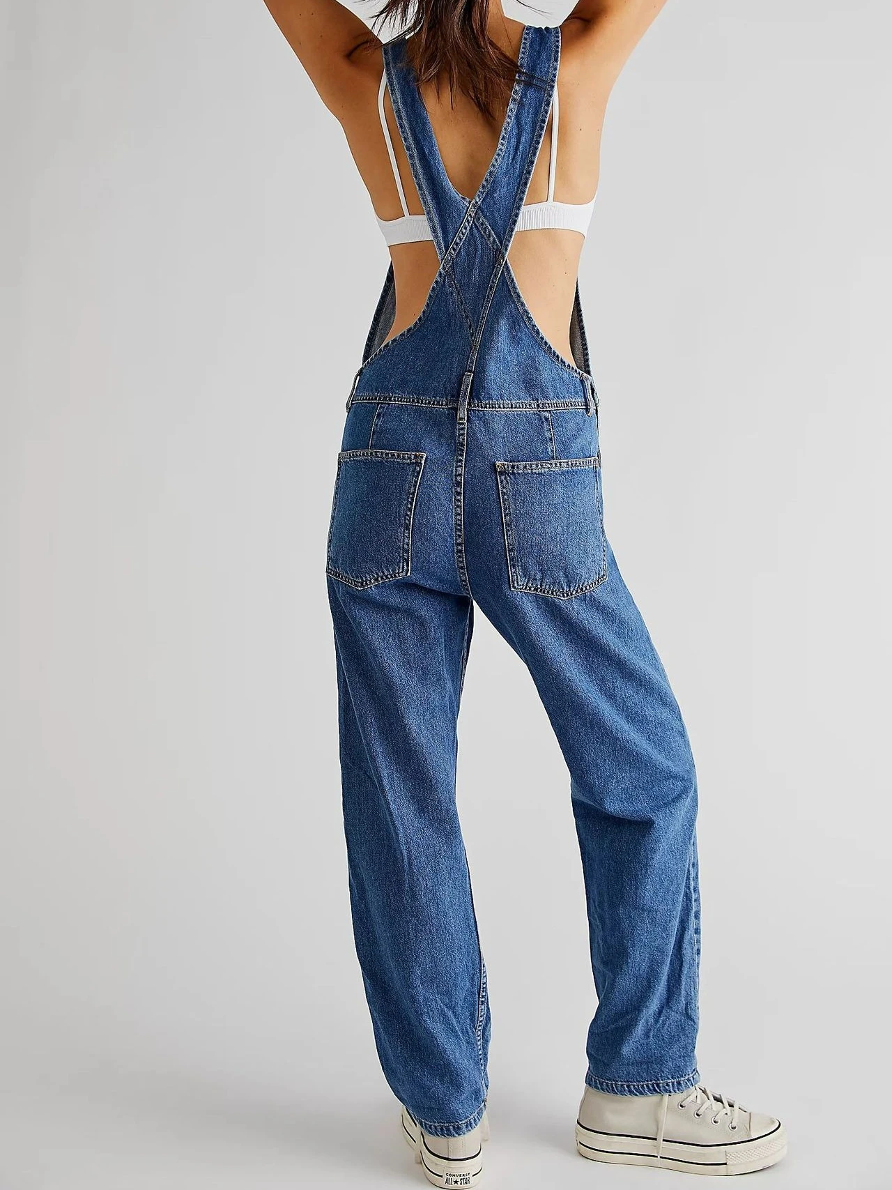 Blue Denim Overalls Jumpsuit Rompers Women Belted Hole Hollow Out E-girl Casual Work Pants Hot Y2k Jeans Long Pants Streetwear