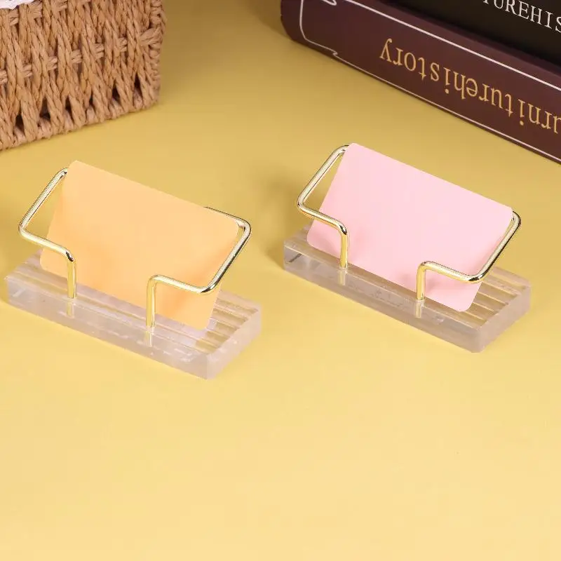 1Pcs Business Card Holder Desktop Card Display Stand Office Desk Bracket Organizer With Metal Frame Sticky Note Holder