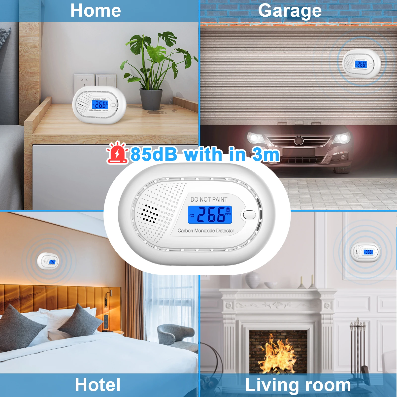 Carbon Monoxide Detector Alarm 10 Year Battery Independent CO Detector Carbon Monoxide Fire Alarm Home Safety Protection