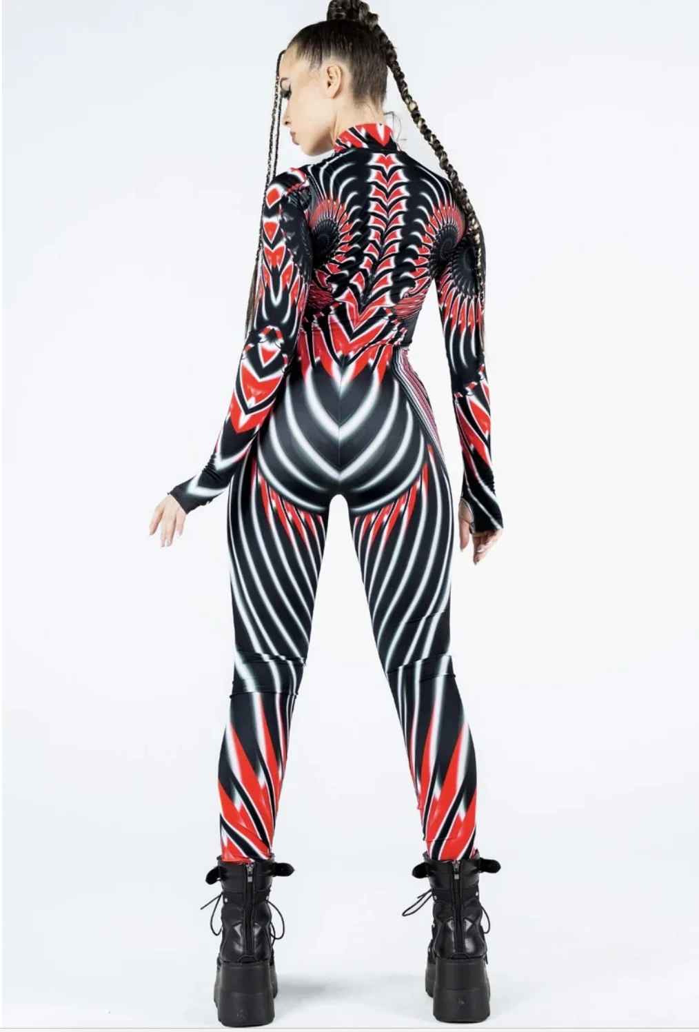 Retro-Roboter 3D-gedrucktes Muster Damen Sexy Jumpsuit Erwachsenen-Halloween-Cosplay-Kostüm Party-Catsuit Karneval-Bodysuit – Detail 3