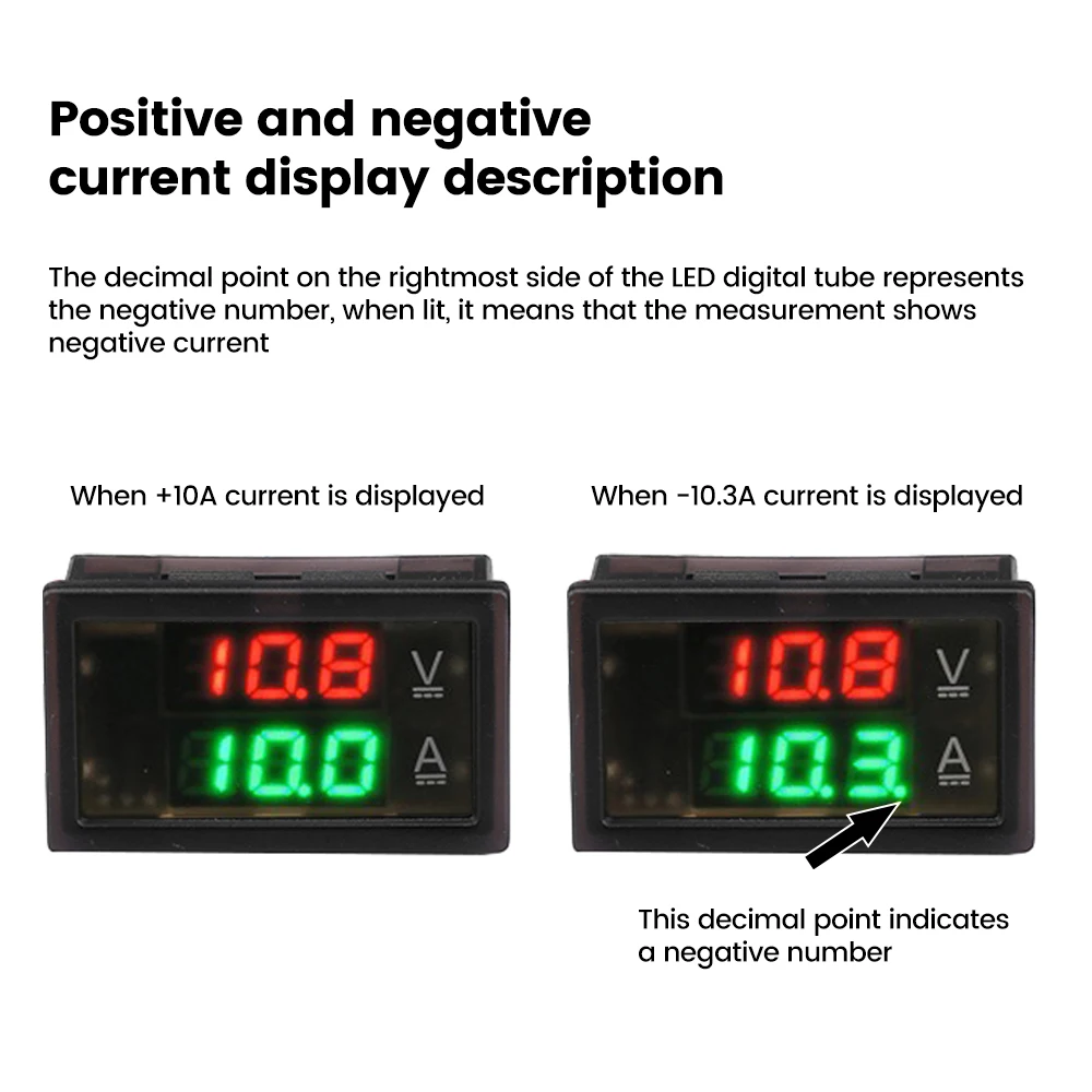 DC0-300V 50A 100A 200A 400A Hall Ammeter Voltmeter Battery Monitor LED Digital Current Voltage Meter for Car 12V 24V 36V 48V 60V