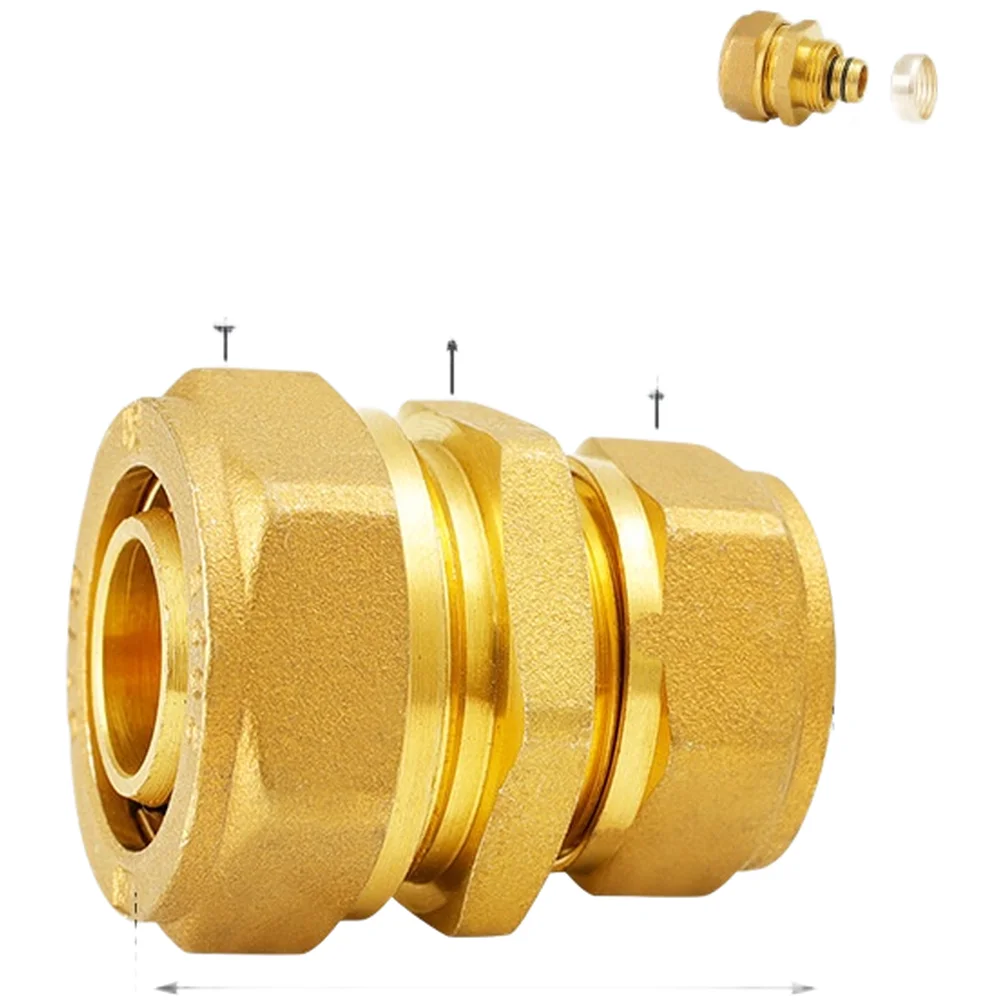 Brass Reducing Compression Fitting 1216 To 1620 For Pex Aluminum Pipe Double O-Ring Leak Proof-For Underfloor Heating System