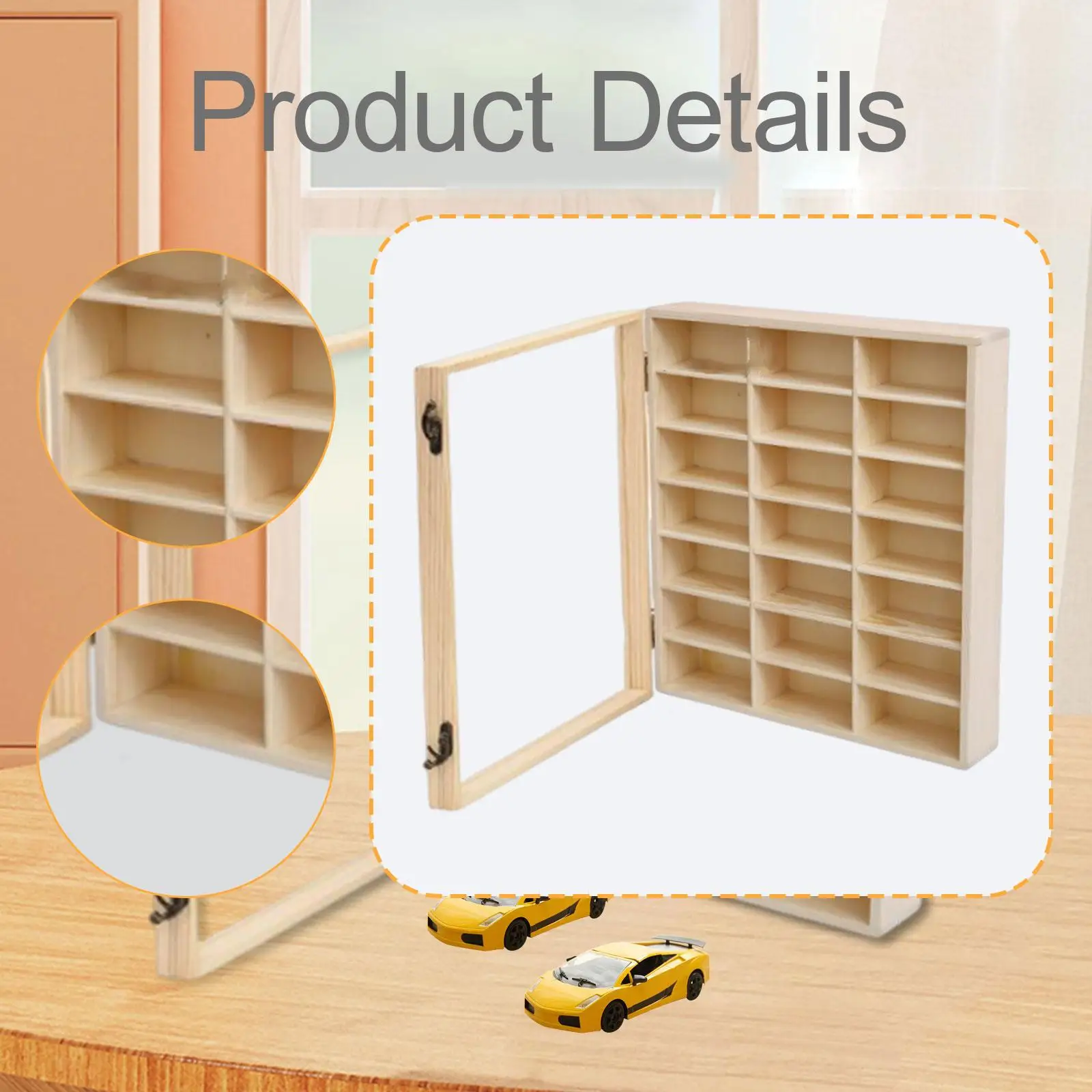 Wooden Toy Car Display Case Organizing Protective Collectible Display Shelf