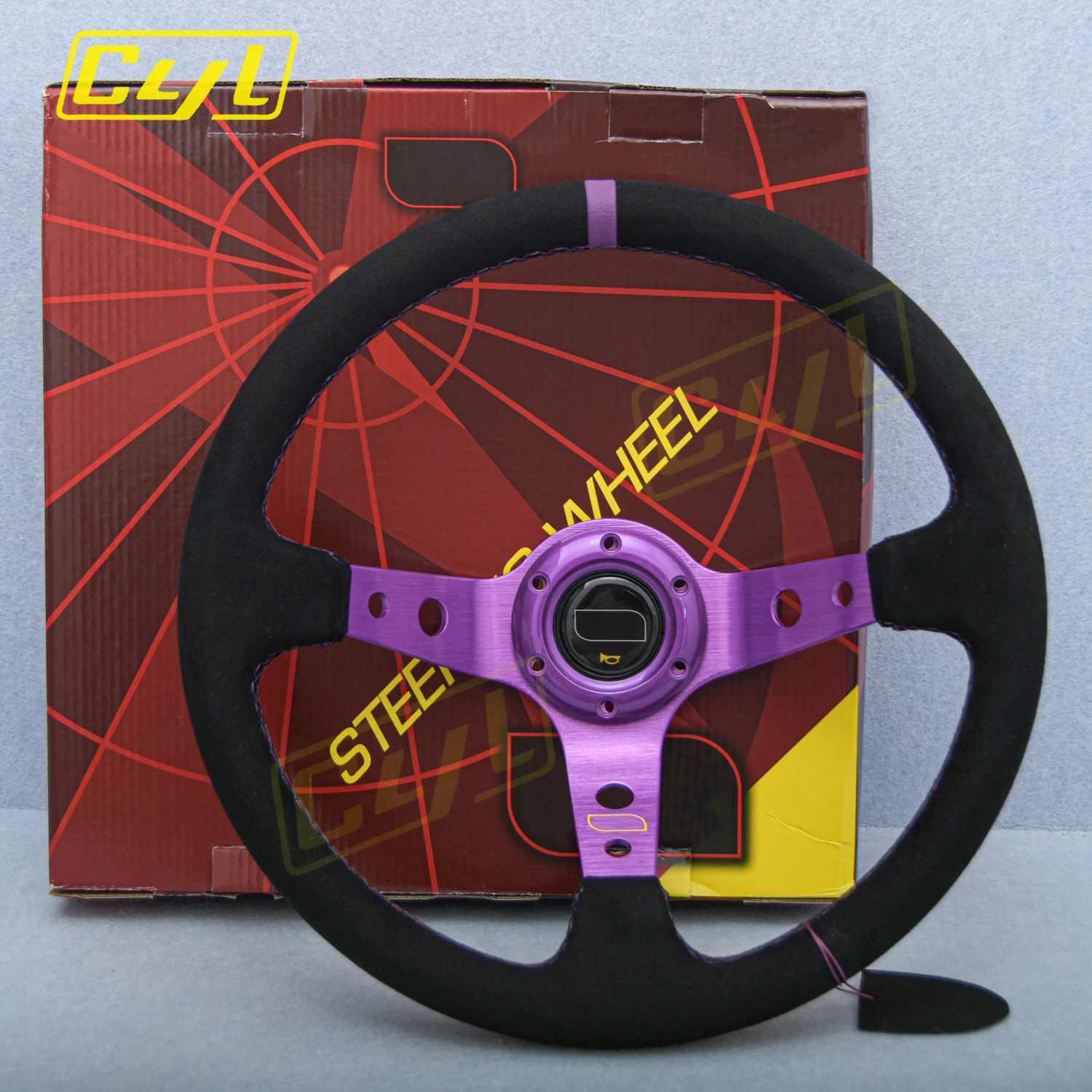JDM 14-дюймовый Универсальный замшевый кожаный руль спицы фиолетовый Глубокий Дрифтинг гоночное Спортивное Рулевое Колесо JDM 14-дюймовый Универсальный замшевый кожаный руль спицы фиолетовый Глубокий Дрифтинг гоночное Спортивное Рулевое Колесо