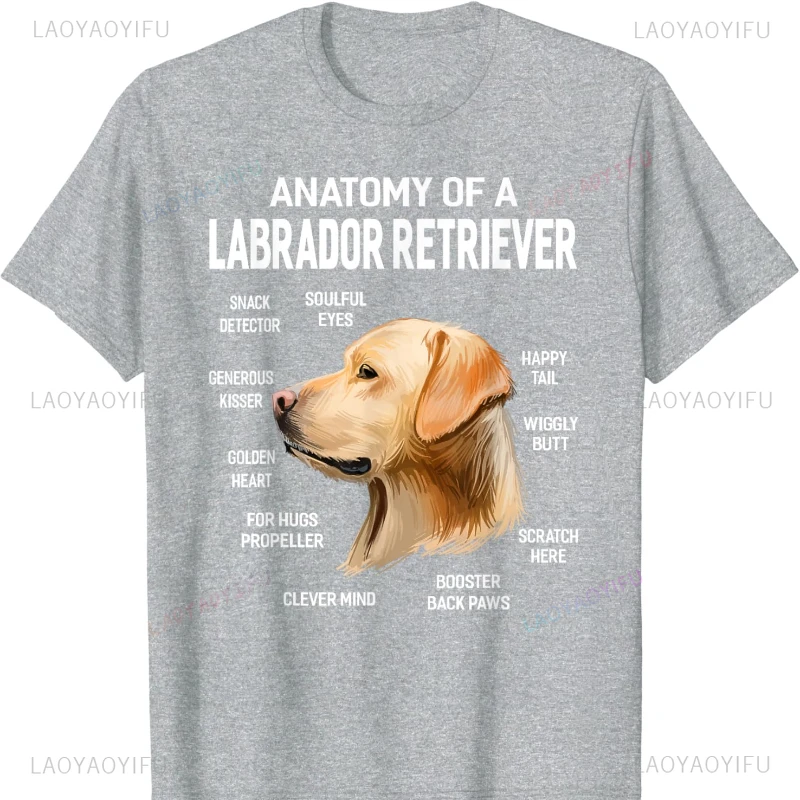 Labrador Retriever Dog Anatomy Owner Gift Idea Cotton T-Shirt Graphic T Shirts Harajuku Vintage T Shirt Men Clothing Fashion Top
