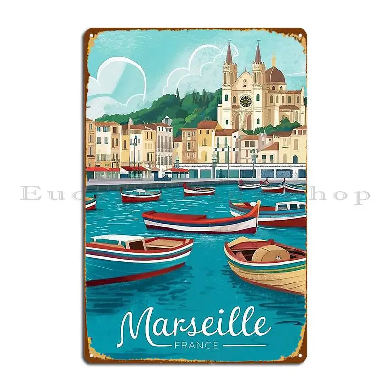 Марсель, Франция, старый порт, очаровательная металлическая табличка, постер, бар, домашний клуб, бар, персонализированный настенный декор, жестяная вывеска, постер