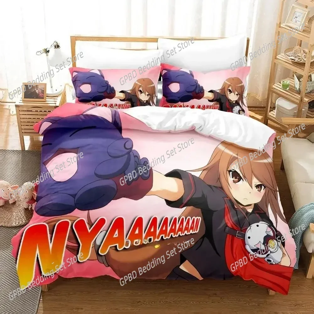 Okami-san and Her Seven Companions Comfortable Duvet Quilt Cover Pillowcase Bedding Set Children Bedroom Decoration Home Textile