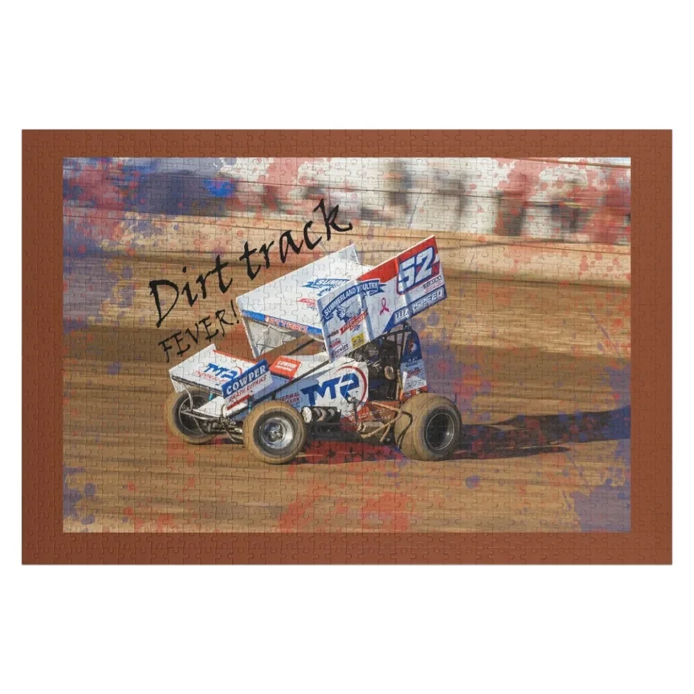 

Sprint car fever! Dirt track fever bites all speedway fans no matter the class! Jigsaw Puzzle Custom Wood Puzzle