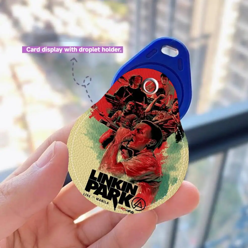 American Rock Legends-C-Chester-B-Bennington 1PCS PU Leather Keychain Protective Case Door Tags Card Bag Key Tag Ring