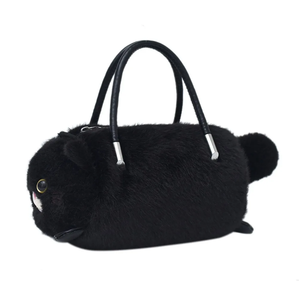 

Trendy Designer Cat Cross bag Small Cute Fluffy Fur Simulated Cat Bag Zipper Casual Women's Handbag for Ladies