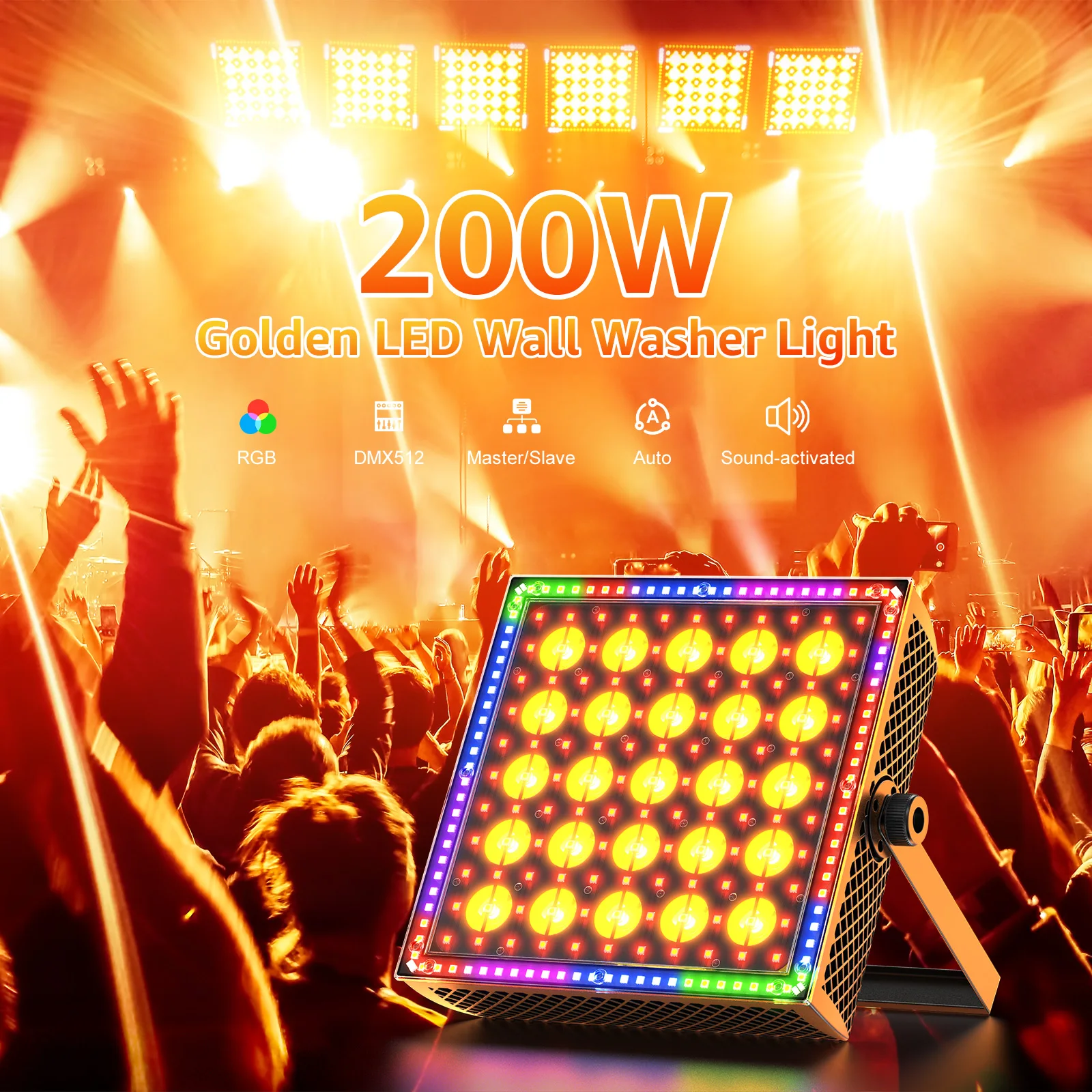 U'King 200W LED Wall Washer Light 5X5 Golden LED Stage Pixel