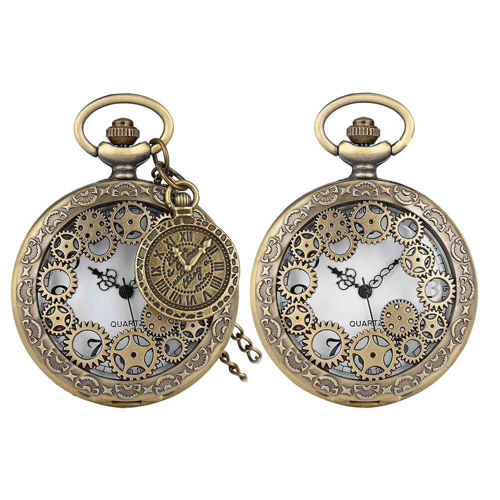 ساعة جيب كلاسيكية مكونة من قطعتين مع تصميم مجوف ومينا رومانية وإكسسوارات كلاسيكية معلقة للرجال والنساء وساعة خفيفة الوزن #4