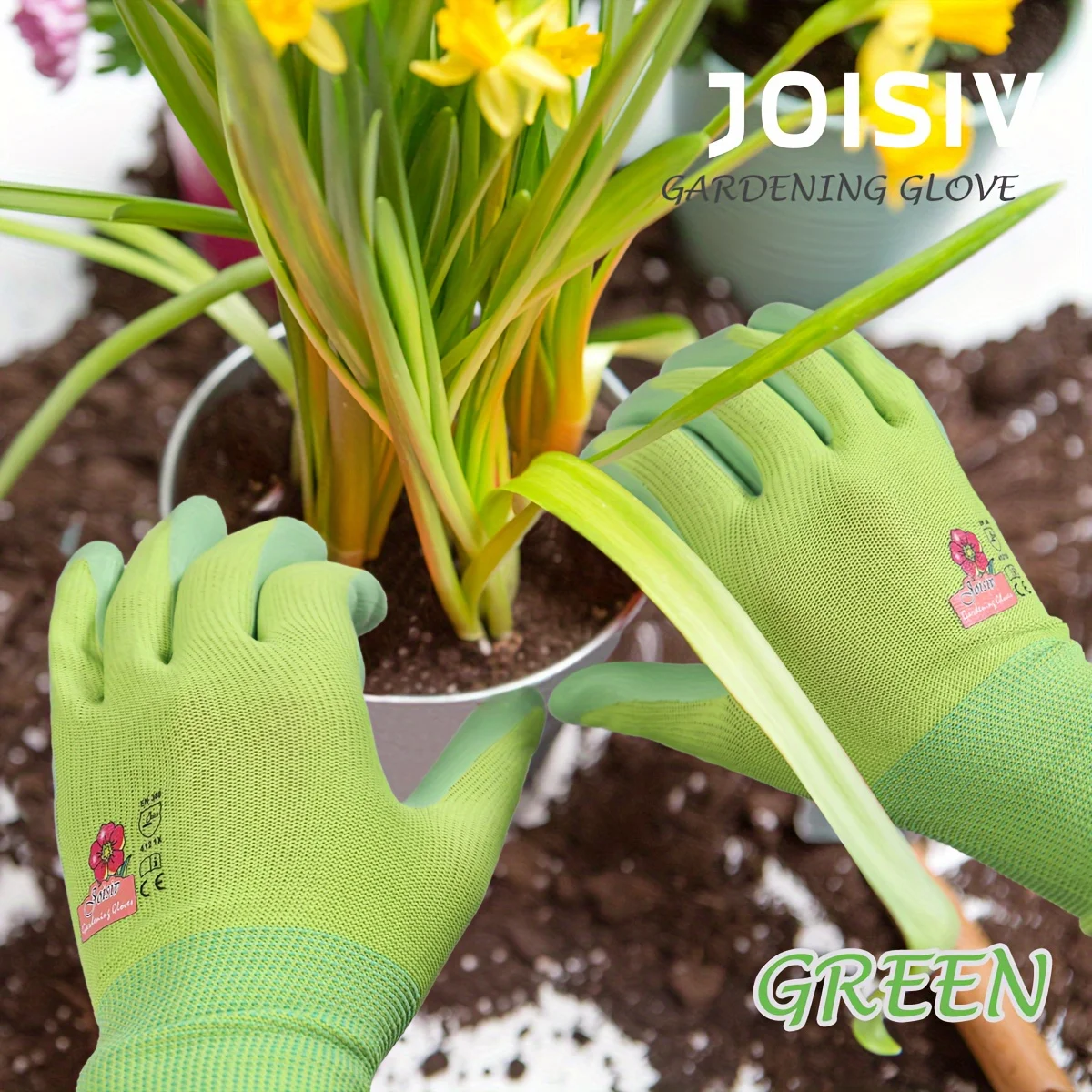 Imagem -04 - Luvas de Jardim Nitrilo Feminino Luvas de Jardim para Cavar Plantar Ervas Daninhas Proteção para Unhas e Dedos Cores Disponíveis Par