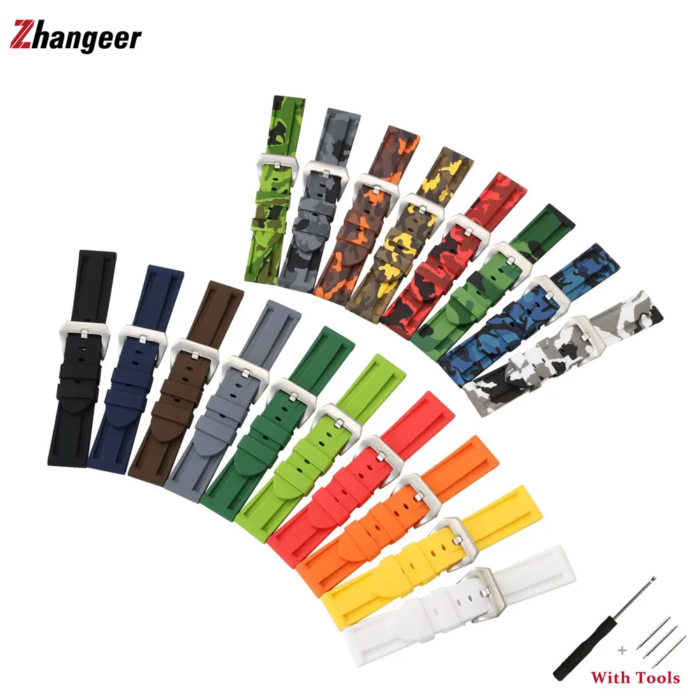 

Soft Silicone Rubber Watch Band 20mm 22mm 24mm 26mm Men Women Universal Sport Strap Waterproof Watches Accessories With Tools