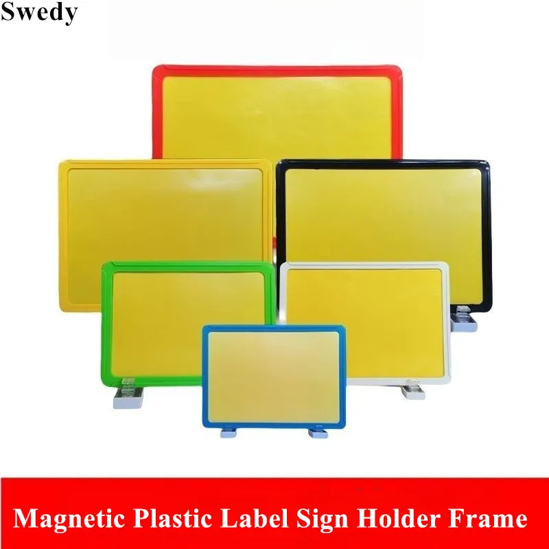 

5 Pieces A4 Magnetic Plastic Shelf Classification Card Label Paper Holder Frame Supermarket Poster Price PVC Sign Holder Frame