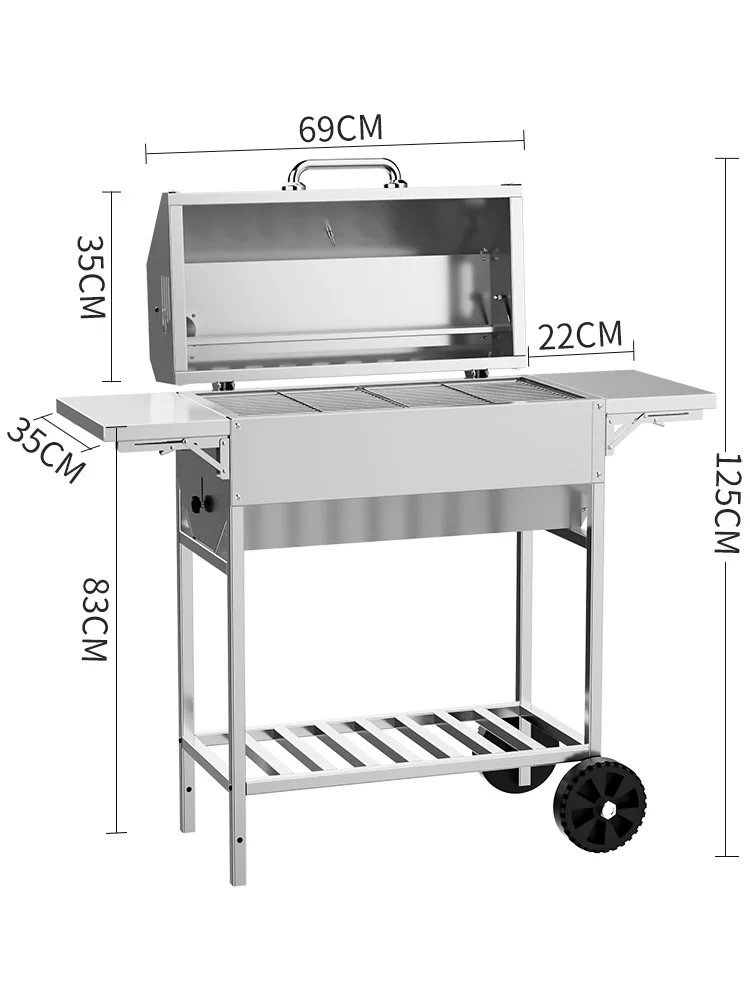 Outdoor Stainl Steel BBQ ill American Sle Courard Barbecue Oven Portable Charcoal Fuel Heavy Du 2-5 People Use