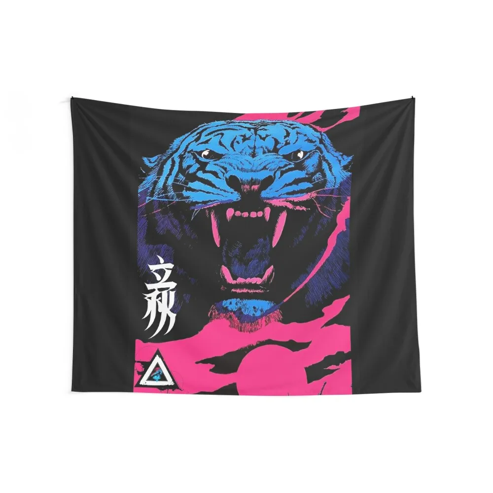 Vaporwave Animal Print Tiger Modern Fashion Cyberpunk Style Tapestry Aesthetic Room Decor House Decoration Tapestry