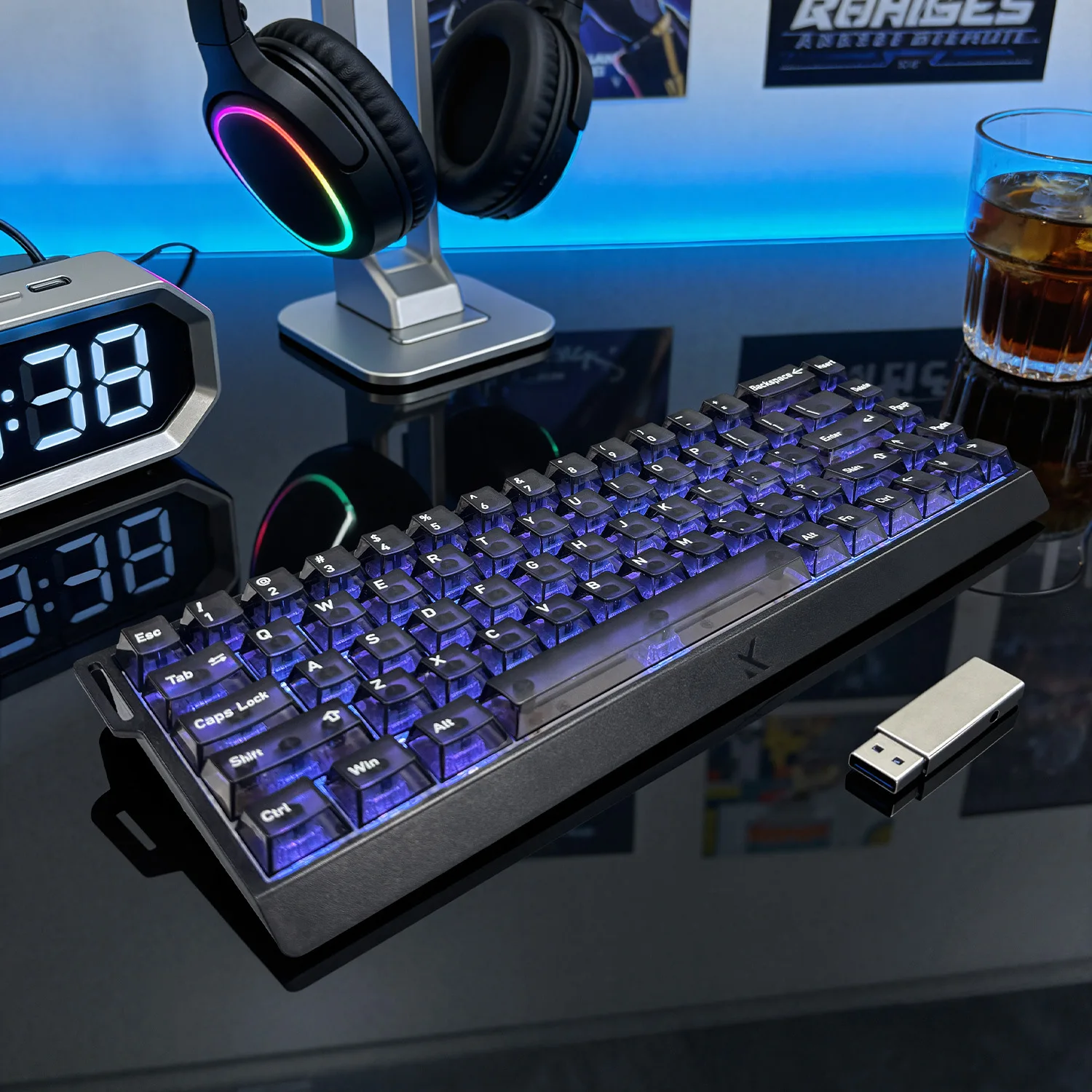 Russian Korean Frosted Transparent Top Print Keycaps PC Shine Through English Japanese Keycaps for Mechanical Keyboard 136 Keys