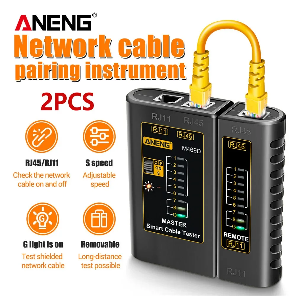 

Тестер сетевых кабелей ANENG, анализатор сети, тестер кабелей RJ45, RJ11, RJ12, CAT5, UTP, инструмент для ремонта сетей, электрические инструменты