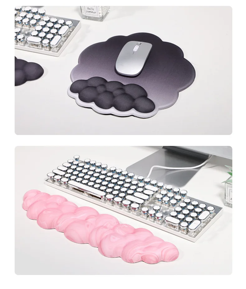 Niedliches Cartoon-Handgelenkauflagen-Set, Mauspad, Tastaturunterlage, Schreibtischunterlage, ergonomische weiche Unterlage für Büro, Gaming, Mädchen – Detail 8