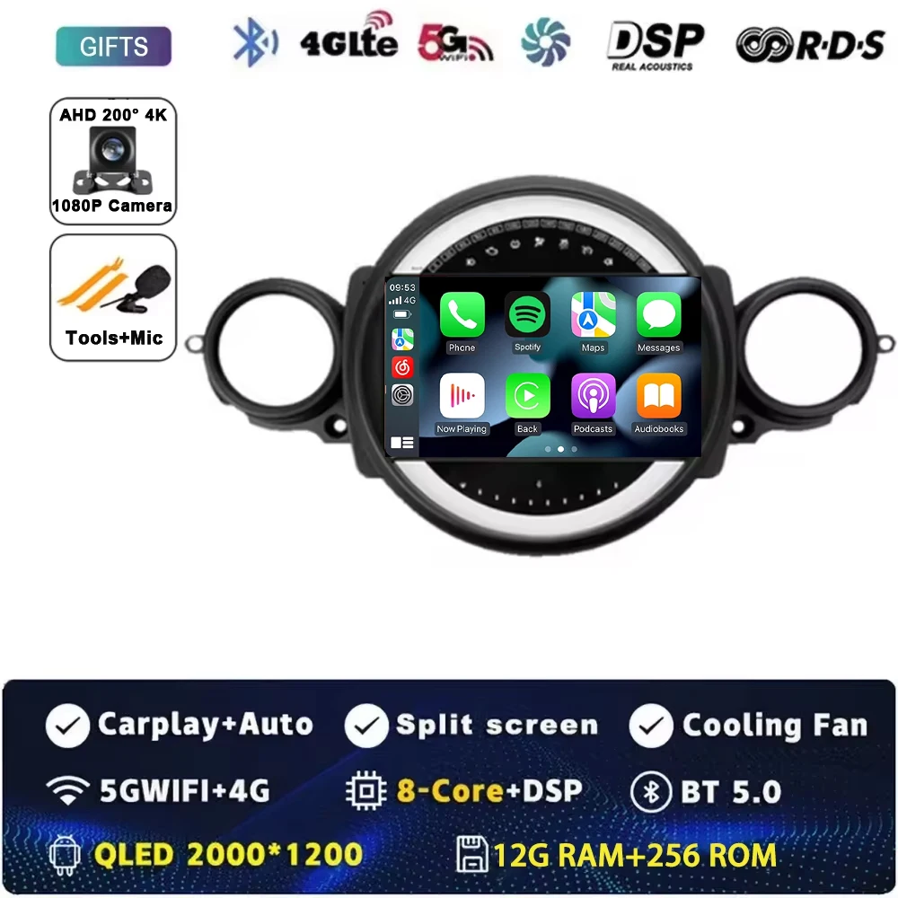 Android 15 Voor BMW MINI COOPER R56 R60 2007-2014 2 K QLED Android Autoradio Multimedia stereo Speler AI Voice CarPlay Head Unit