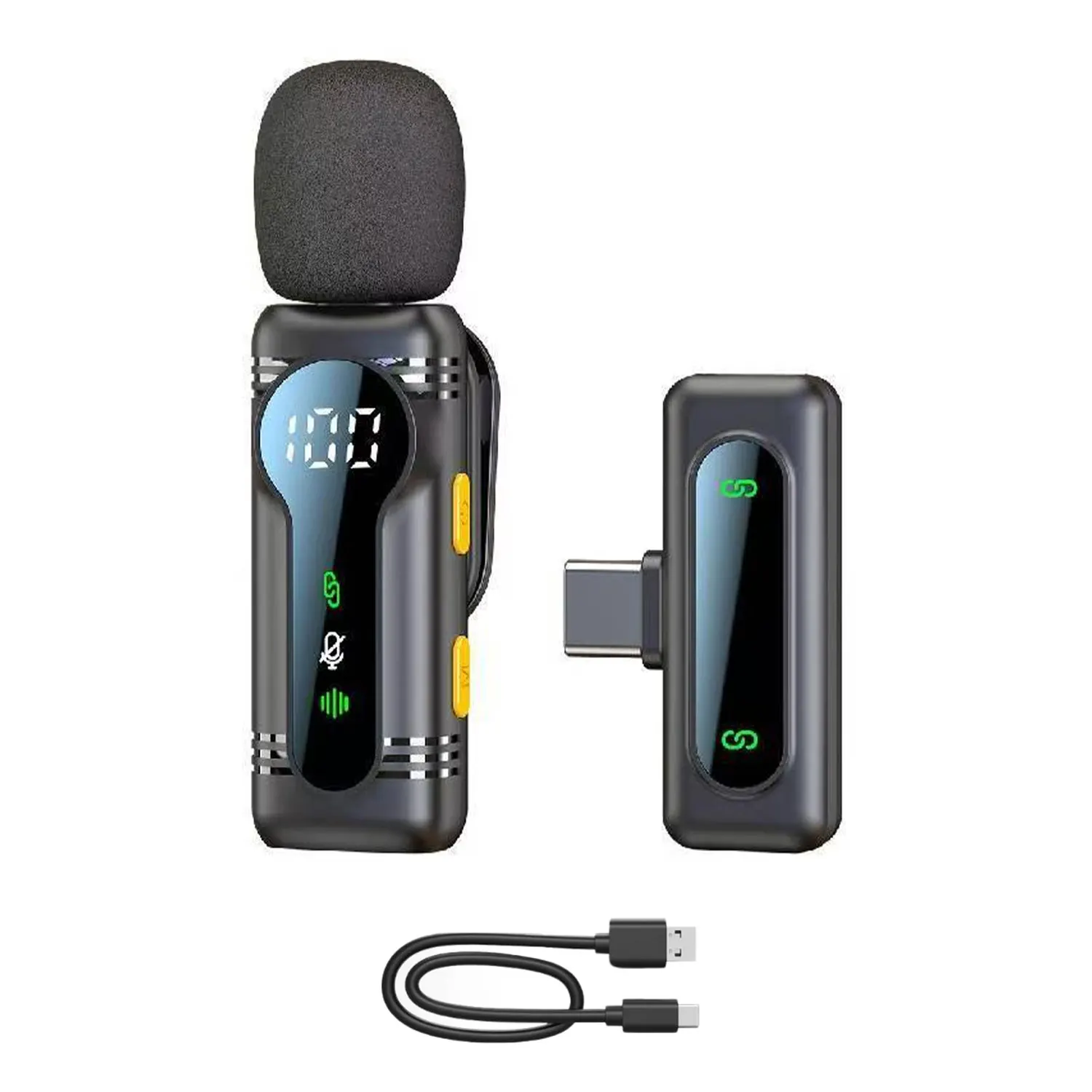 Professional Wireless Lavalier Microphone Noise Cancelling&Magnetic Portable Clip-on Mic for iPhone Android PC Live Interview