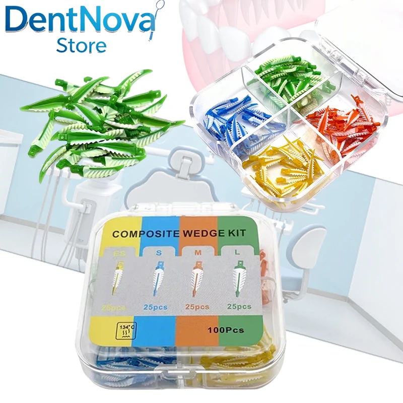 

100Pc Dental Interdental Wedges Kit Dental Matrix Autoclaved Composite Wedges Silicone Dental Silicone Adaptive Dentist Material
