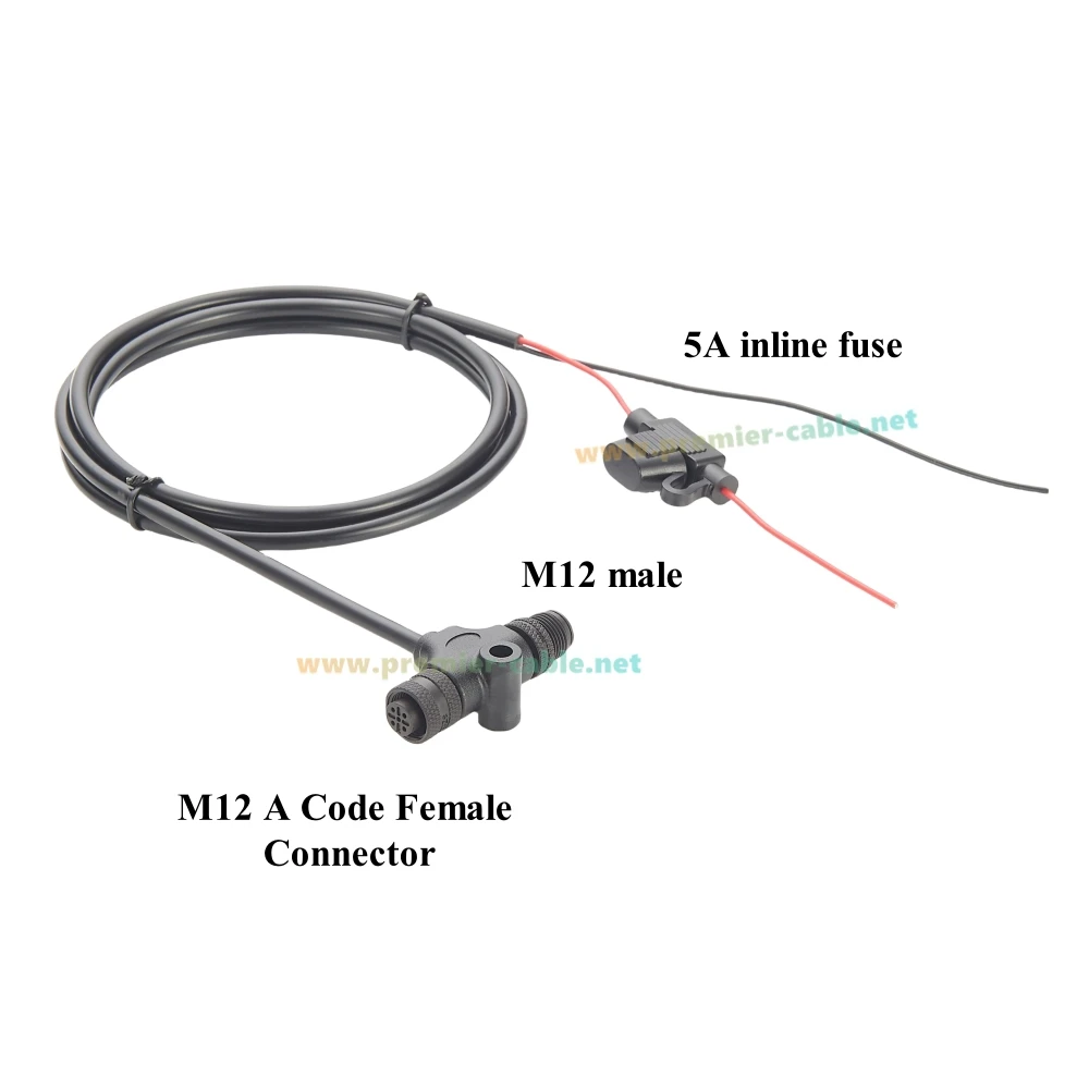 NMEA 2000 N2K Tee Power Cable with Fuse IP67 Marine Grade M12 5Pin Male to Female Drop for Lowrance Simrad B&G Navico Garmin
