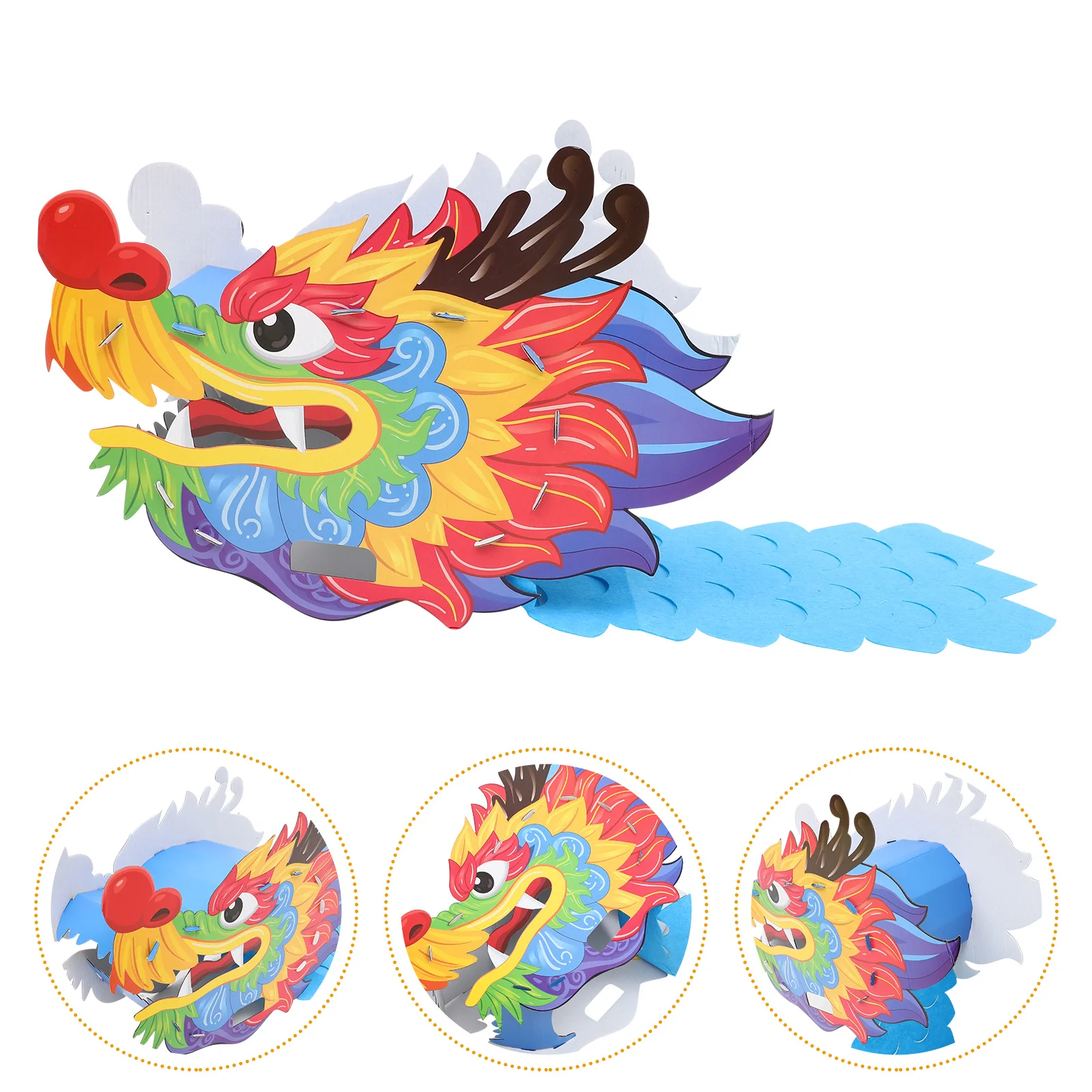 

1 set 1 Set Diy Dragon Head Kit Paper Craft For Kids Wearable Chinese Style Ornament Bright Color Kids Party Decoration Handmade