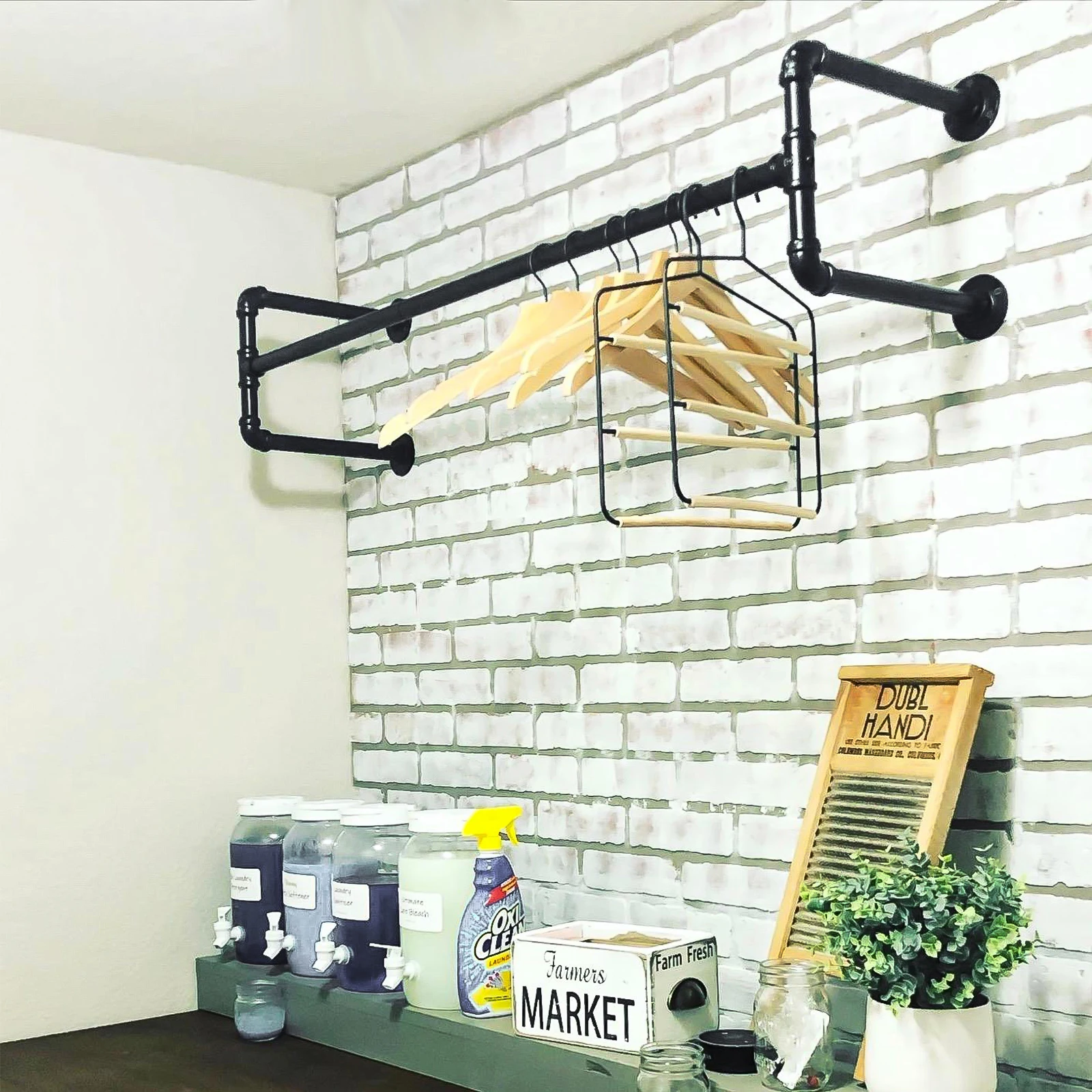 

Black Wall Mounted Clothes Rack, 176.37lbs Load-bearing Capacity Hanging Rod Closet Storage for Bedrooms, Cloakrooms, Homes