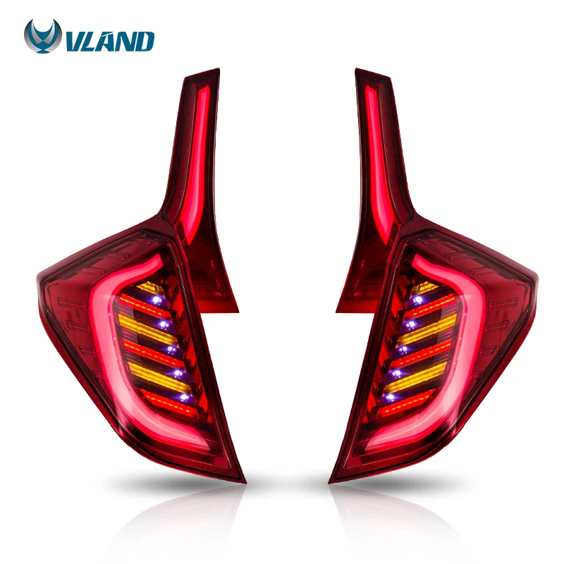 UV Resistant Anti-Yellowing Full LED Taillight Auto Parts Compatible with 3rd Gen Honda Jazz Fit GK5 2014-Up