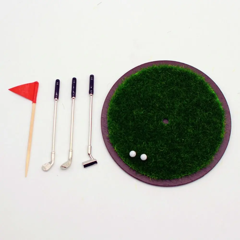 Sports Scene Miniature Golf Club Grassland Model Lifelike Design Dollhouse Mini Golf Set Mini Golf Balls Pretend Play