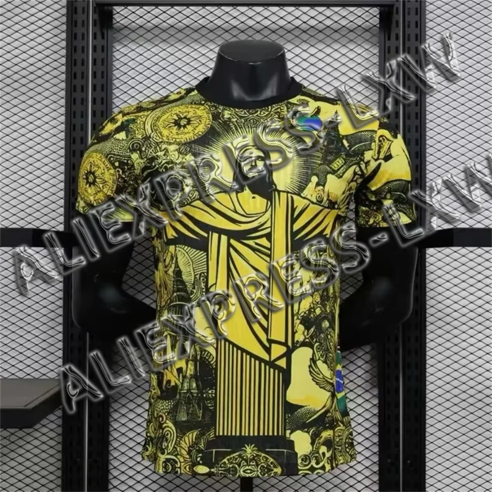 

2025 New Summer Sports Breathable Football Training Top Brazilian Jesus Black Grey Football Jersey Adult 3D Printed T-shirt