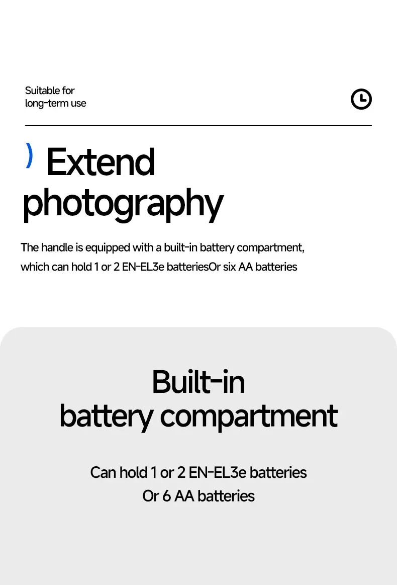 MB-D200 Vertikaler Batteriegriff für Nikon D200 DSLR mit Dual EN-EL3e/6 AA Fach, Dualen Bedienringen und Porträt-Aufnahmegriff – Detail 4