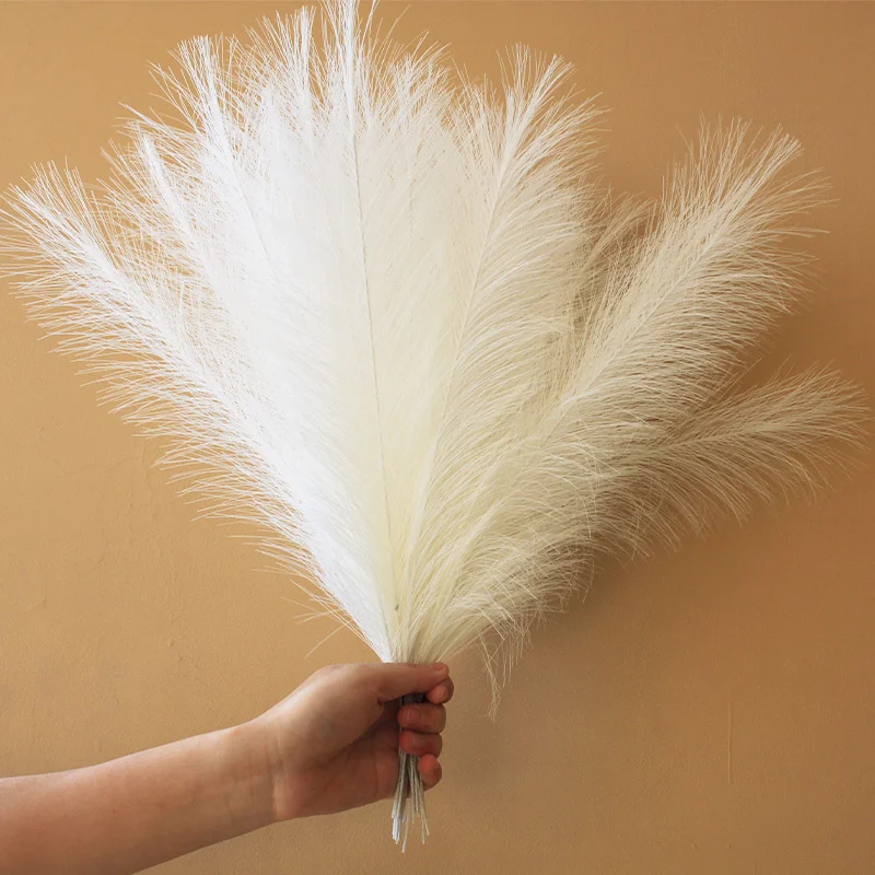 10Pcs Artificial Pampas Grass Bouquet, Fluffy Pampas Grass Decor for Vase,Boho Home Wedding Party Decoration Reed Fake Flowers