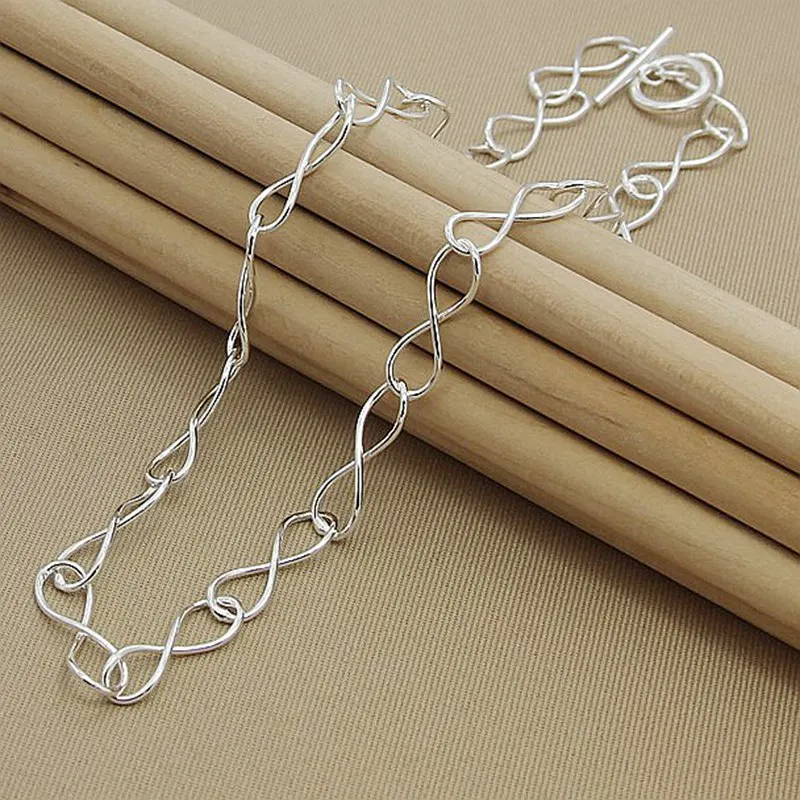 

925 Sterling Silver Wave Chain OT Button Necklace For Charm Woman Man Wedding Engagement Jewelry