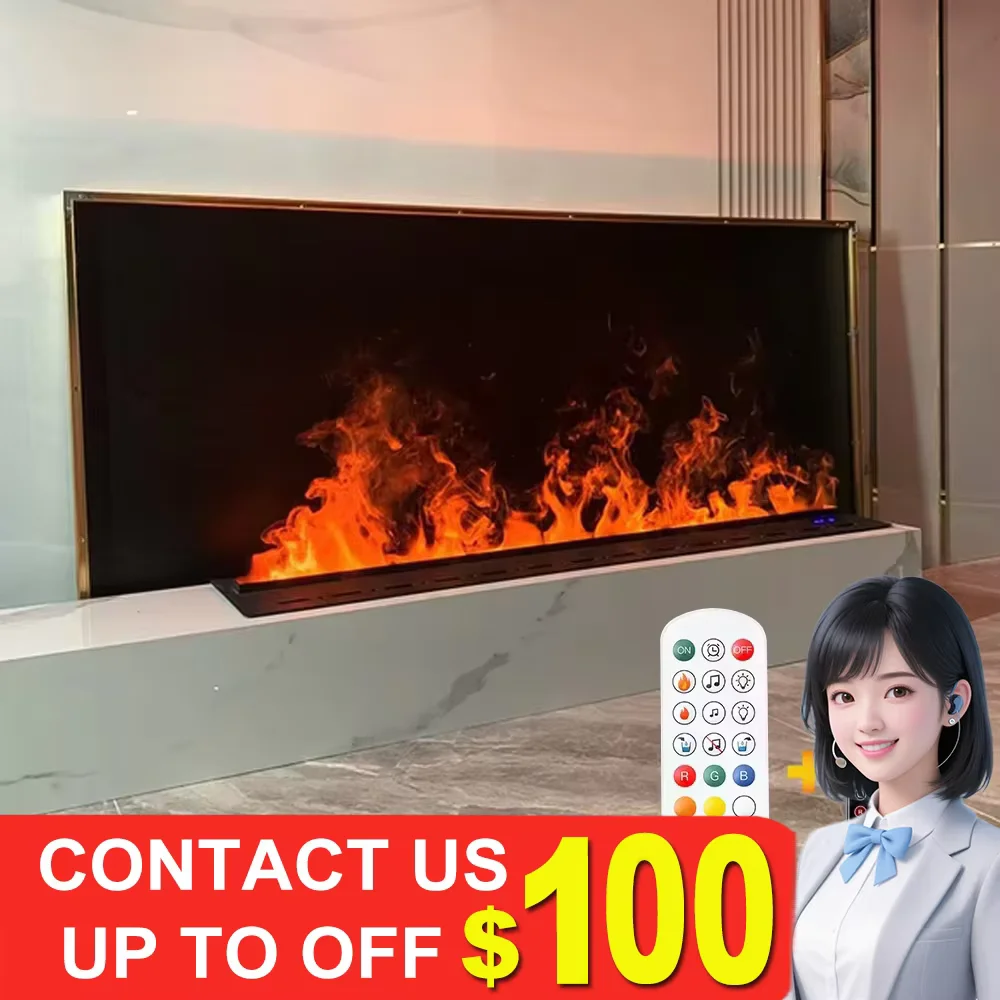 

3D atomizing fireplace embedded living room multi-color false flame electronic home tuya remote control water steam fireplace
