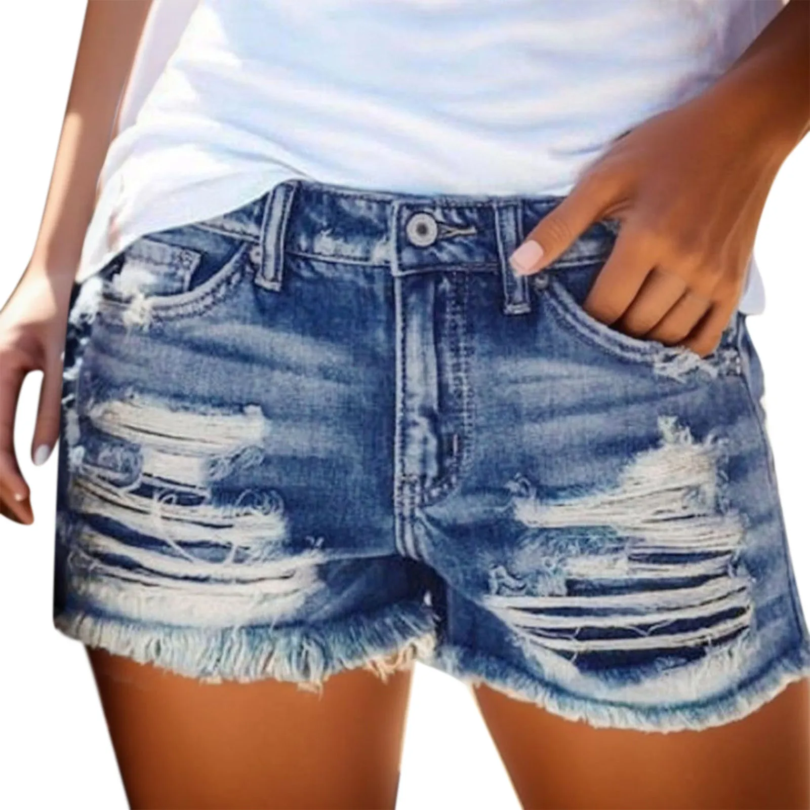 Летние модные рваные джинсовые шорты для женщин с высокой талией, мягкие Стрейчевые джинсовые облегающие шорты, женские повседневные уличные шорты