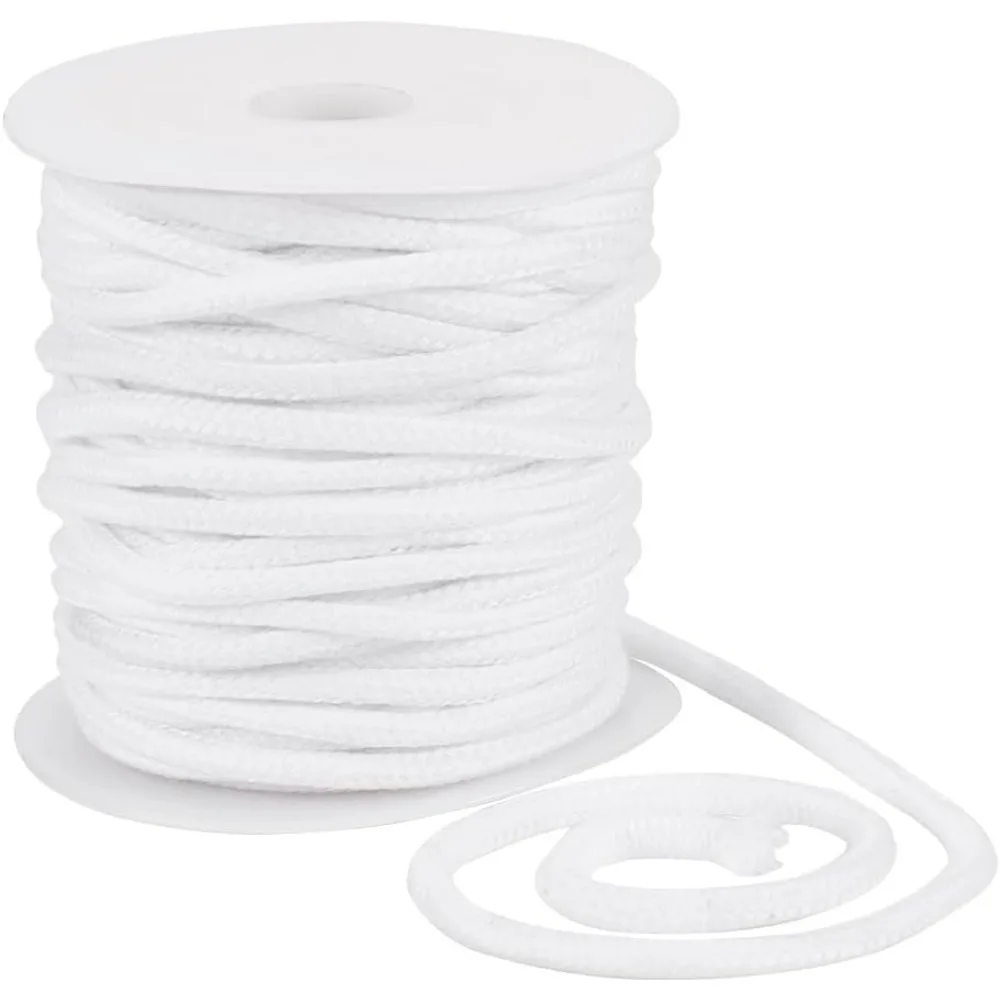 27.34 Yards White Drawstring Replacement Rope 6mm Polycotton Soft Drawstring Cord Replacement with Plastic Spool for Coats