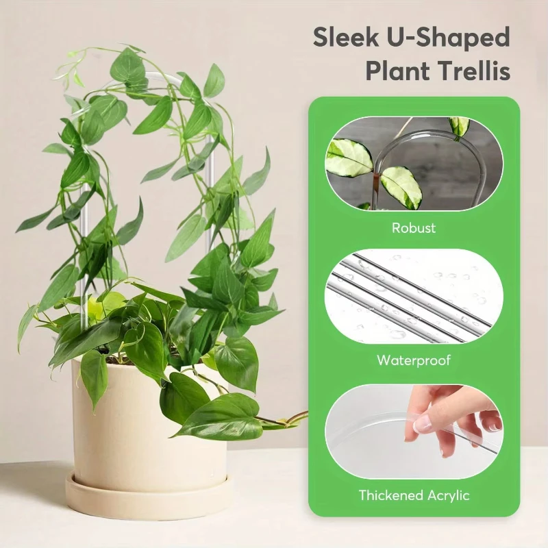

Acrylic U-Shaped Plant Climbing Frame Transparent Indoor Vine Flower Pot Support Durable Garden Home Decor Structure