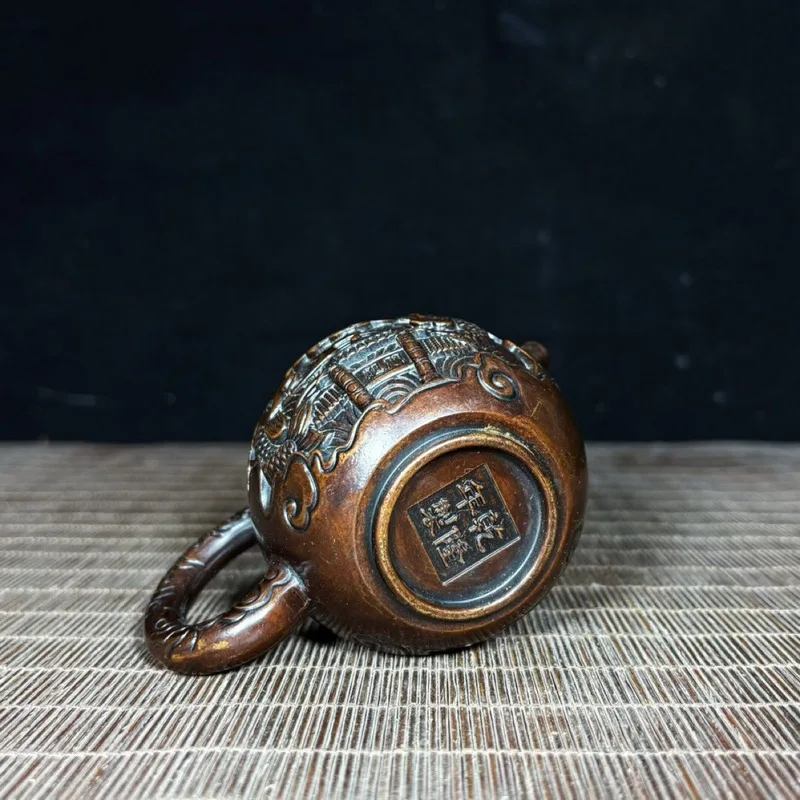 fish leaping over the dragon gate , creative hand-held , copper teapot ornament