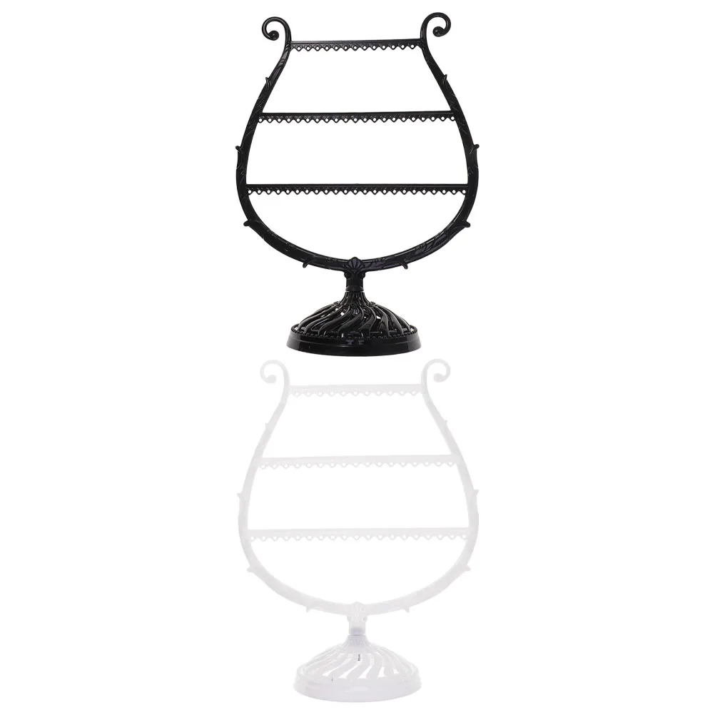 

2pcs Harp Shaped Earring Display Rack Plastic Jewelry Stand For Home Shop Earrings Shelf Bracelet Support Desktop Adornment