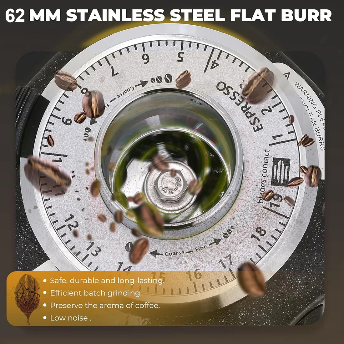 Hochpräzise moderne Kaffeepulvermühle Maschine 64 mm flache Gratmühle Moledora De Cafe