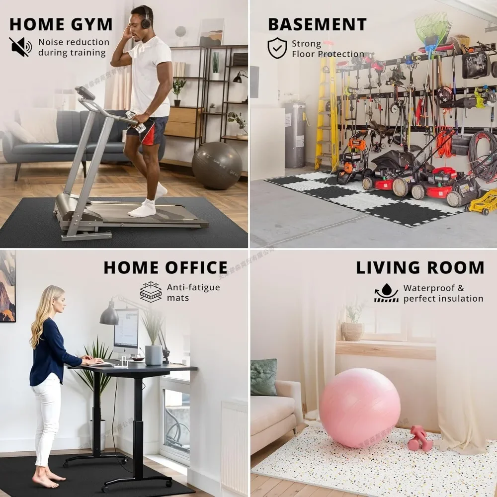 10Pcs Matras Latihan Busa Interlocking Anti-Selip EVA Puzzle Lantai untuk Rumah Gym Ruang Olahraga Ruang Bermain Lantai