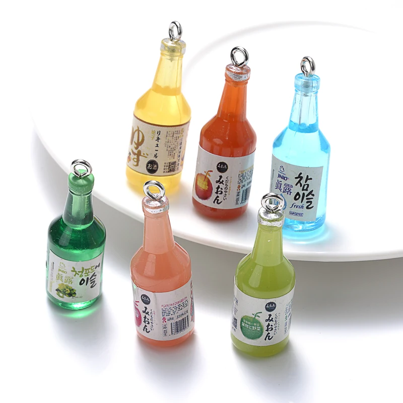 10Pcs/Lot 10x13mm 7 Color Glass Sake Bottle Pendant For Jewelry Necklace Bracelet Making DIY Findings Charms Pendant Keychain