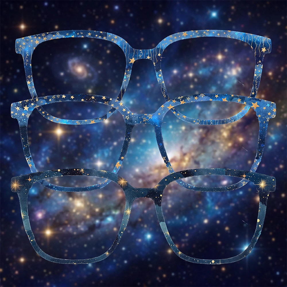 Women'S Fashion Eyeglass Frames - Starry Sky Star Print Square Eyeglass