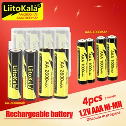 LiitoKala AAA 1000MAH/AA 2600MAH NiMH 1.2V Rechargeable Battery Suitable for Toys Mice,with 1PC AAA/AA Battery Holder 4PCS